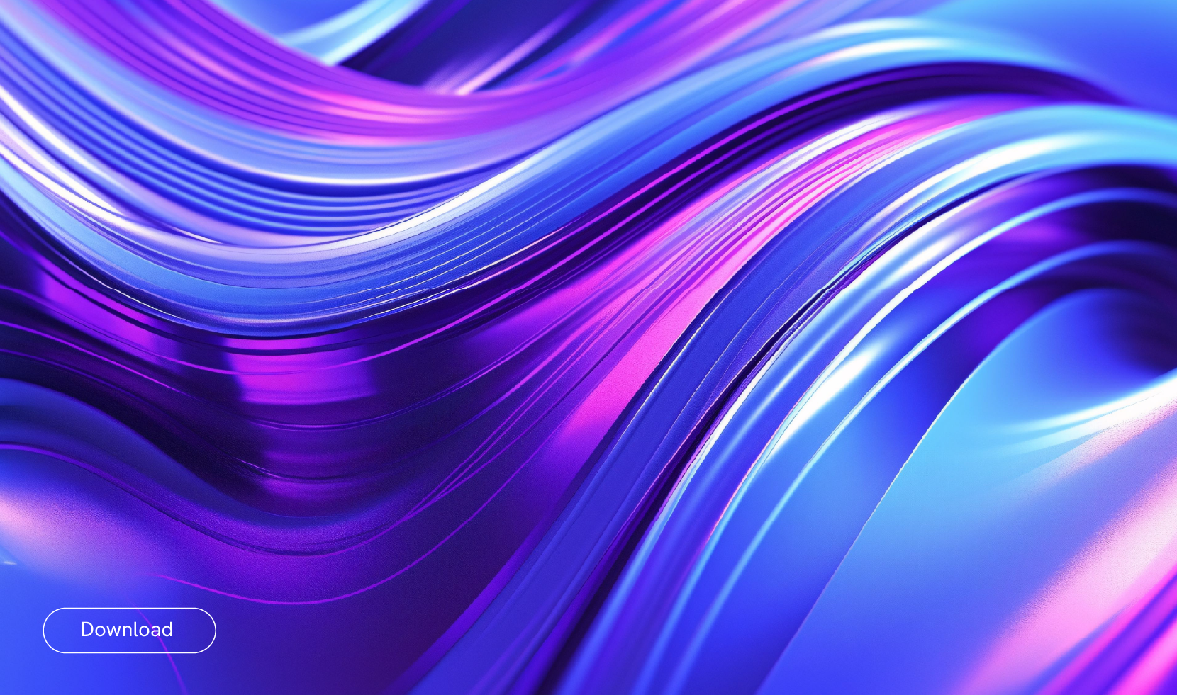 Abstract digital rendering with fluid waveforms in metallic shades of blue, purple, and pink, evoking a futuristic and dynamic visual effect. A white “Download” button appears in the bottom left corner.