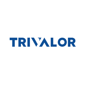 Logótipo do Grupo Trivalor, com o nome da empresa em letras maiúsculas azuis sobre fundo branco.